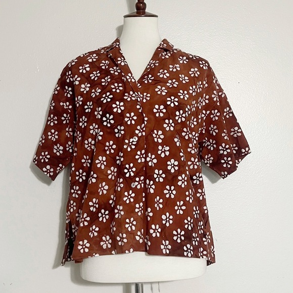 Madewell Bubble-Printed Button-Up CampShirt in Dusty Redwood Size M - Picture 5 of 11